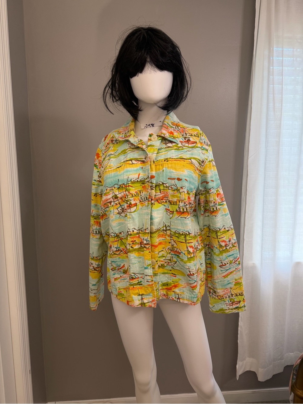 Women's Printed Lightweight Jacket - Yellow & Aqua Scenic